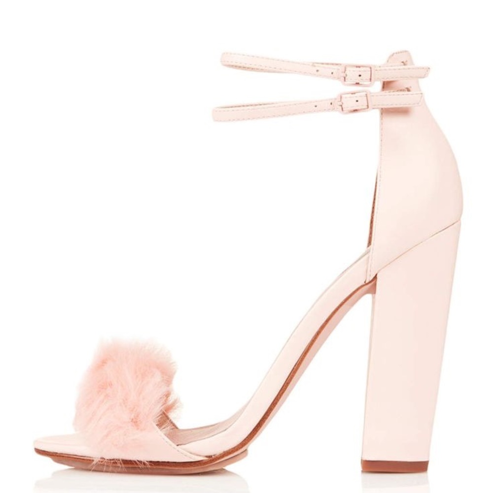 Topshop pink rabbit fur heels